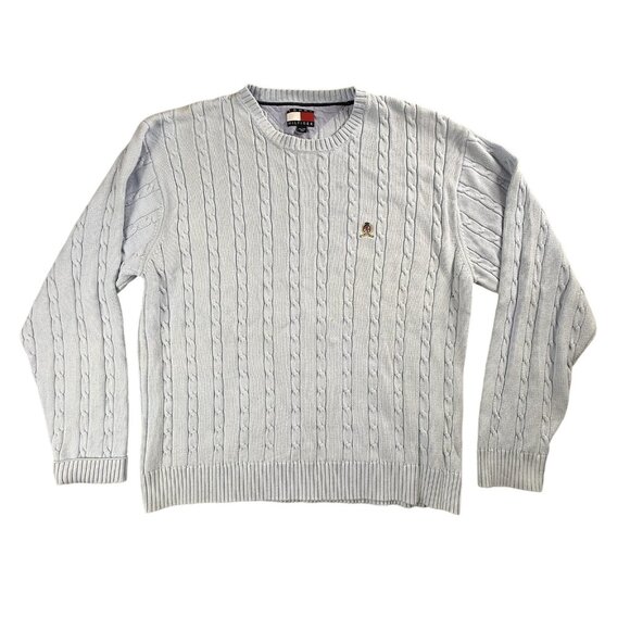 Vintage Tommy Hilfiger Sweater Men's 2XL Cable Crest Pullover Heavy Chunky Y2K - Picture 1 of 16